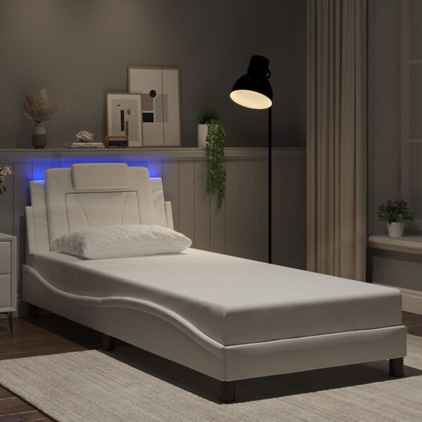 vidaXL Bedframe "Viana" met LED zonder matras wit 90x190 cm
