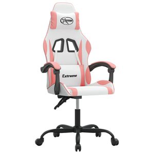 vidaXL Gamestoel kunstleer wit en roze