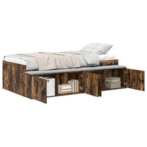 vidaXL Bedframe met lade Gerookt eiken 70 x 190 cm Bewerkt hout