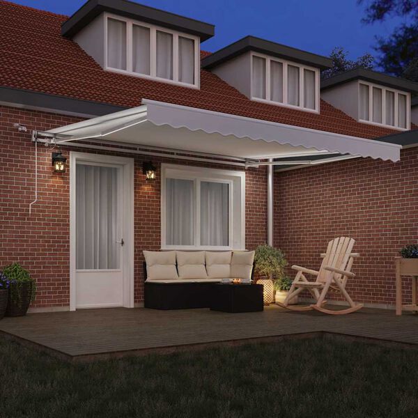 vidaXL Inklapbaar Zonnescherm Wit 400 &times; 300 cm Polyester en Metaal