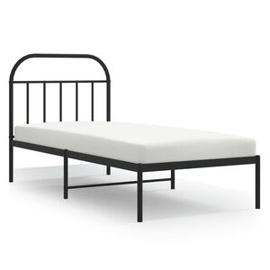 vidaXL Bedframe met hoofdbord metaal zwart 90x200 cm