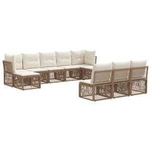 vidaXL Tuinbankenset 10 pcs Beige poly rattan