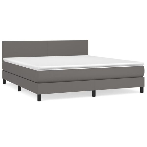 vidaXL Boxspring met matras kunstleer grijs 160x200 cm