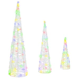 vidaXL Kerstboom met 90 LED 3 pcs Multikleur 20 x 20 x 80 cm Acryl