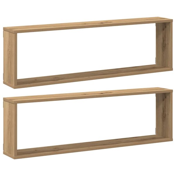 vidaXL Wandschappen kubus 2st 100x15x30cm bewerkt hout artisanaaleiken