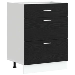 vidaXL Keukenonderkast Zwart Eiken 60 x 46 x 81,5 cm Bewerkt hout