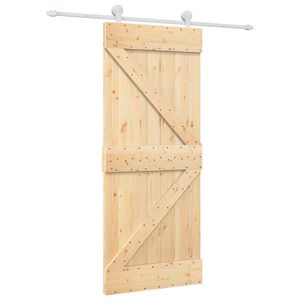 vidaXL Schuifdeur 85 x 210 cm Massief Grenenhout (Niet-Behandeld)