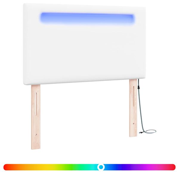vidaXL LED Hoofdbord Wit 100 cm Nep Leer