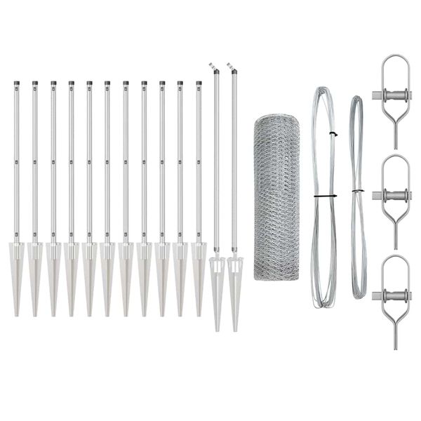 vidaXL Afrasteringspaal Zilver 25 x 1 m (25 mm gaas) Staal