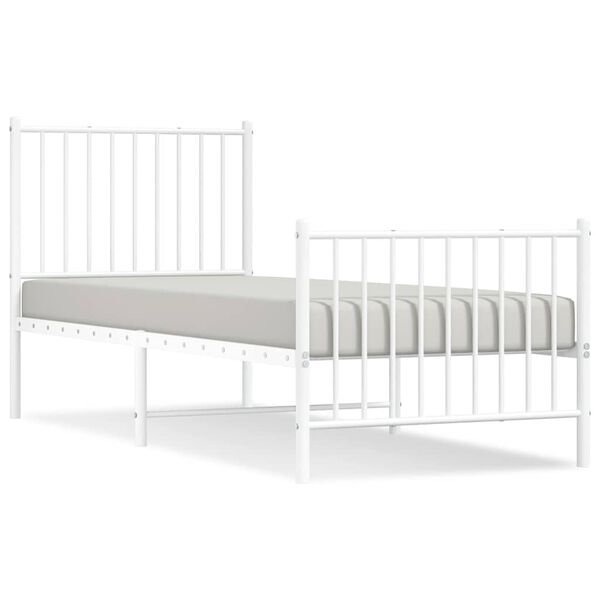 vidaXL Bedframe met hoofd- en voeteneinde metaal wit 80x200 cm