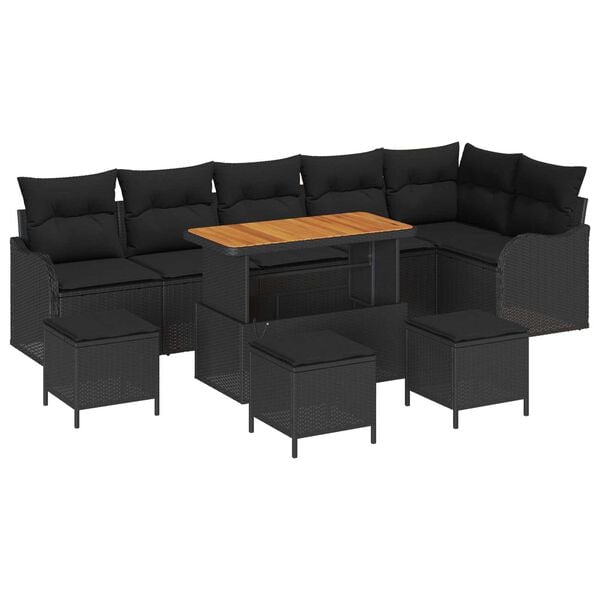 vidaXL Tuin Sofa Set 10 pcs Zwart poly rattan
