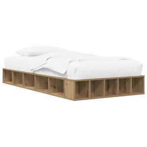 vidaXL Bedframe met opslag Artisanaal eiken 80 x 200 cm Bewerkt hout