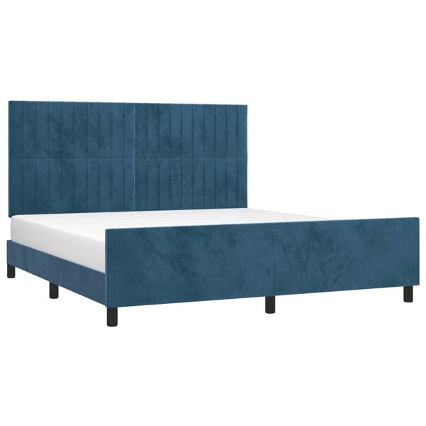 vidaXL Bedframe met hoofdeinde fluweel donkerblauw 180x200 cm