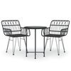 vidaXL 3-delige Tuinset poly rattan zwart