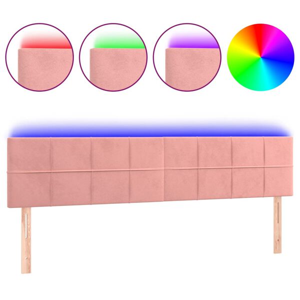 vidaXL Hoofdbord LED 180x5x78/88 cm fluweel roze