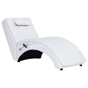 vidaXL Massage chaise longue met kussen kunstleer wit