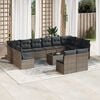 vidaXL 13-delige Loungeset met kussens poly rattan grijs