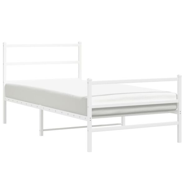 vidaXL Bedframe met hoofd- en voeteneinde metaal wit 100x190 cm