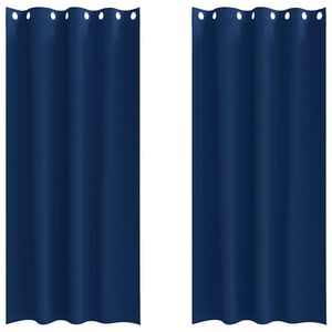 vidaXL Zwart-out Gordijnen met Ringen 2 pcs Donkerblauw 225 x 140 cm