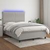 vidaXL Boxspring met matras en LED stof lichtgrijs 140x200 cm
