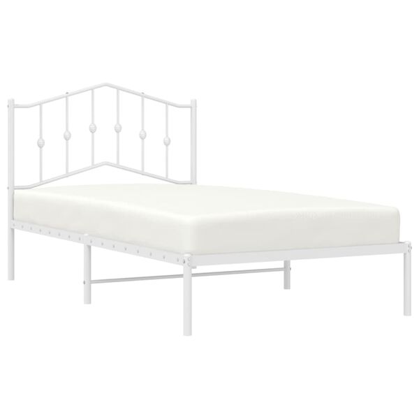 vidaXL Bedframe met hoofdbord metaal wit 100x190 cm