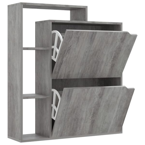 vidaXL Schoenenkast 79,5x24x90,5 cm spaanplaat betongrijs