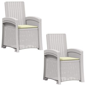 vidaXL Ligstoel in rietenlook 2 pcs Wit en cr&egrave;mekleurig PP