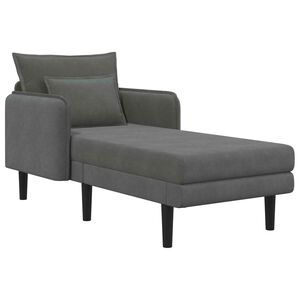 vidaXL Grote chaise longue Donkergrijs Katoenen stof