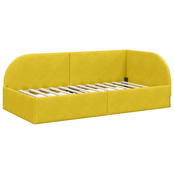 vidaXL Hoekbedframe met hoofdeinde Geel 80 cm x 200 cm Fluweel