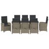 vidaXL Tuin eettafelset met kussen 9 pcs Grijs poly rattan