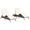 vidaXL Ligstoelen 2 st met tafel poly rattan bruin