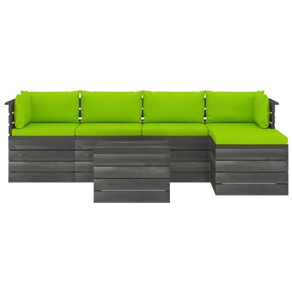 vidaXL 6-delige Loungeset met kussens pallet massief grenenhout
