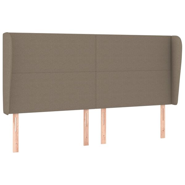 vidaXL Hoofdbord met randen 203x23x118/128 cm stof taupe
