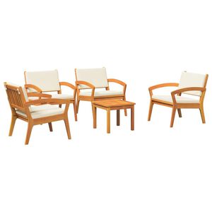 vidaXL Bistroset met kussen 5 pcs Bruin Polyester