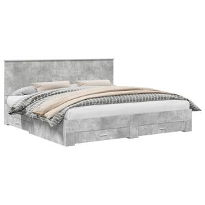 vidaXL Bedframe met hoofdeinde Beton Grijs 200 x 200 cm Bewerkt hout