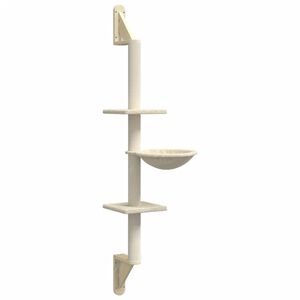 vidaXL Kattenmeubel wandgemonteerd met krabpaal 142,5 cm cr&egrave;mekleurig