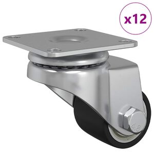 vidaXL Caster 12 pcs Zilver 44,1 x 44,1 x 1,95 mm Nylon