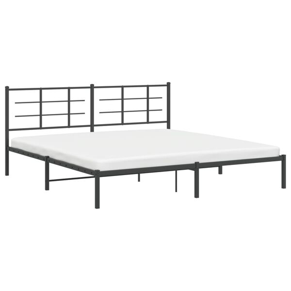 vidaXL Bedframe met hoofdbord metaal zwart 193x203 cm