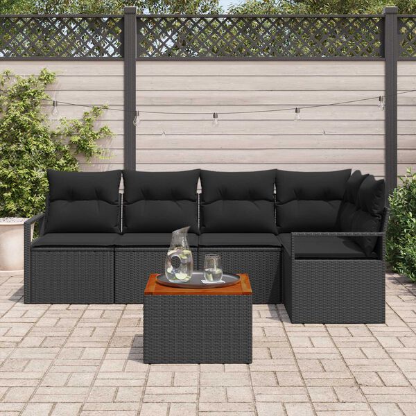 vidaXL Tuin Sofa Set 6 pcs Zwart