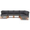 vidaXL 7-delige Loungeset met kussens poly rattan grijs