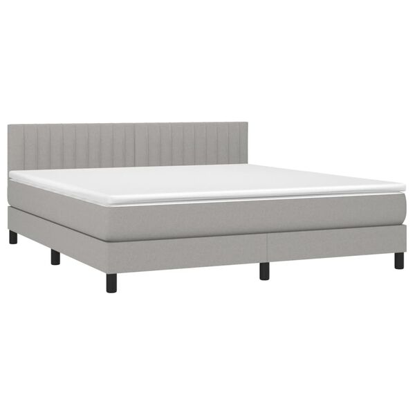 vidaXL Boxspring met matras en LED stof lichtgrijs 180x200 cm