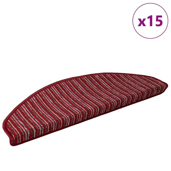 vidaXL Zelfklevende Trapmatten 15 pcs Rood 65 x 21 x 4 cm