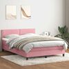 vidaXL Boxspring met matras en LED fluweel roze 160x210 cm
