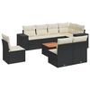 vidaXL 9-delige Loungeset met kussens poly rattan zwart