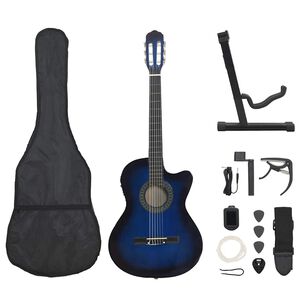 vidaXL 12-delige Gitaarset met equalizer en 6 snaren western blauw