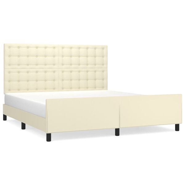 vidaXL Bedframe met hoofdbord kunstleer cr&egrave;mekleurig 160x200 cm