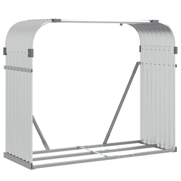 vidaXL Haardhoutopslag 120x45x100 cm gegalvaniseerd staal zilverkleur