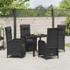 vidaXL Tuin eettafelset met kussen 5 pcs Zwart poly rattan