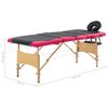 vidaXL Massagetafel inklapbaar 4 zones hout zwart en roze