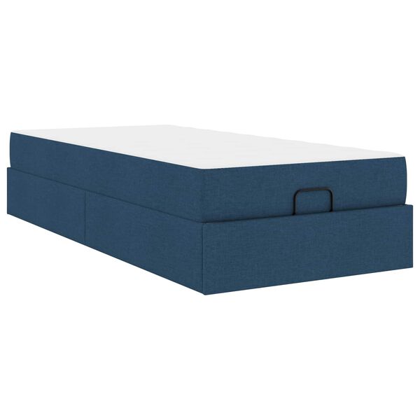 vidaXL Bedframe met matras met matras 2 pcs Blauw Stof